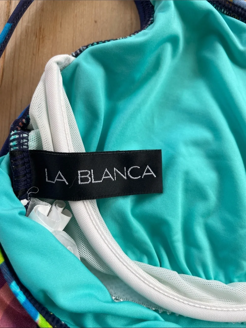La Blanca Size 10 Floral Tankini Set  Banded Bikini Bottoms Navy Tropical Swim